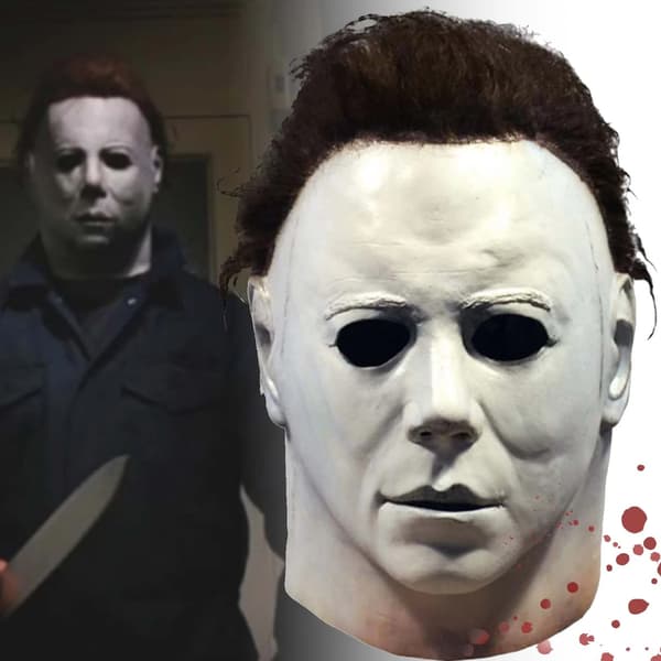 Michael Myers Mask, Ultra-realistisk design, Full ansiktstäckning,VIT