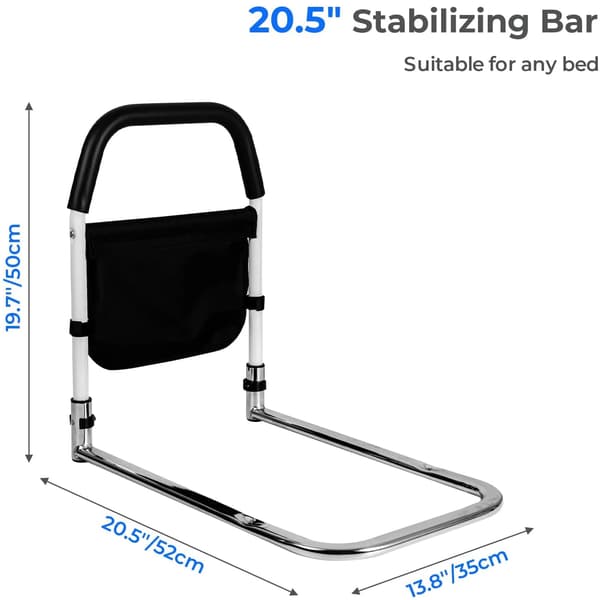 Sänghjälpstång, Hållbart Metall, 30” Höjd, Stöder 150 kg, Passar Alla Sängstorlekar, Verktygsfri Montering