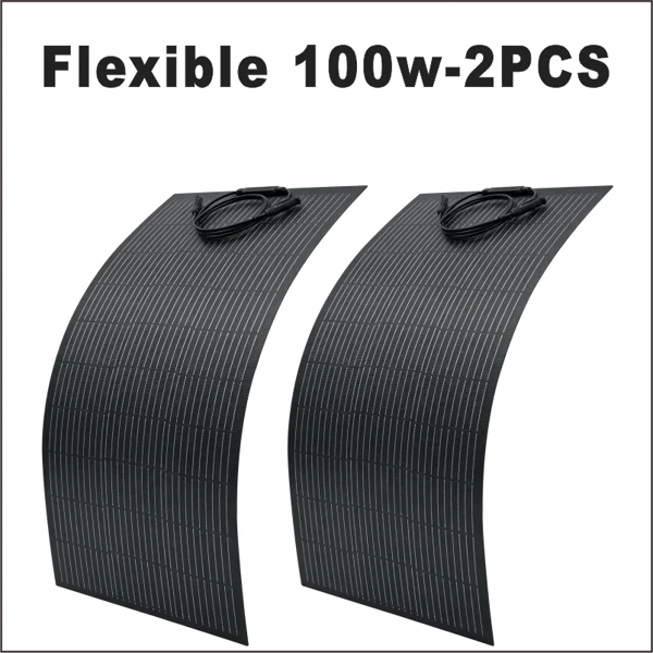 Solpanel, Fleksibelt Design, Høj Effektivitet,2PCS 100W