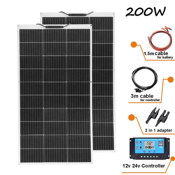 Solpanel Kit, Fleksibelt Design, Høj Effektivitet,12V 200W solarkit-A