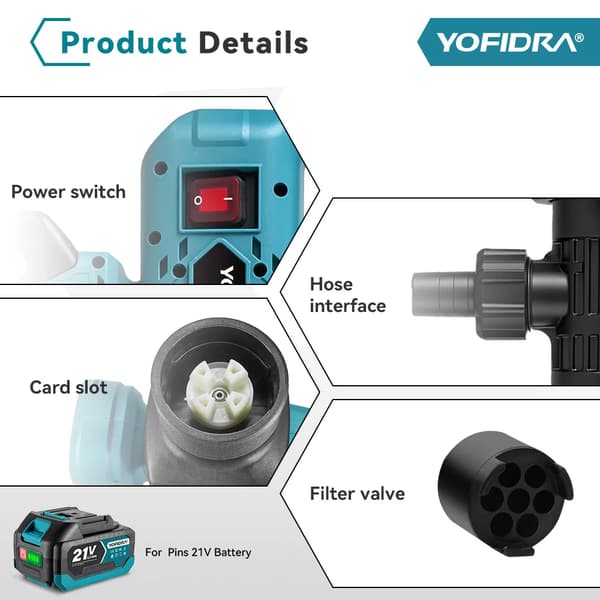 Elektrisk Vattenpump, Hög Flödeshastighet, Borstlös Motor,2x3.0Ah Batteri