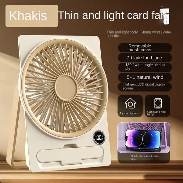 Skrivebordsblæser, Bærbar, USB-opladning,khaki