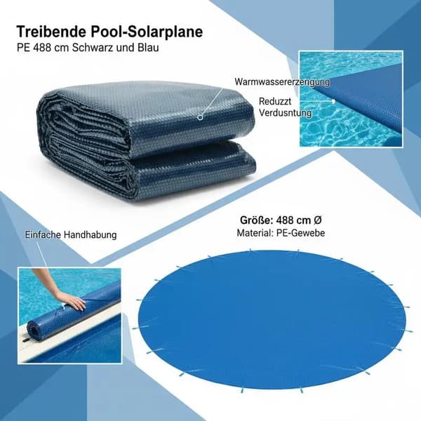 Flytande Poolöverdrag, Energisnålt, Hållbart Material,Svart
