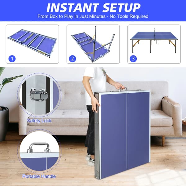 Ping Pong Bord, Foldbart Design, Inkluderer Paddles og Bolde,Blå