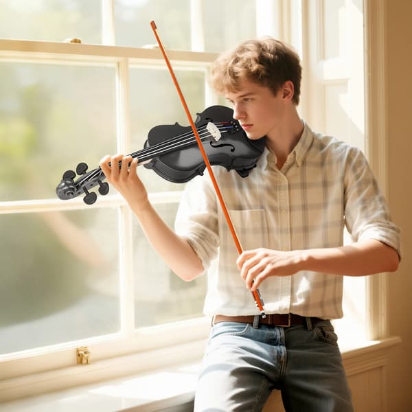 Violin, Fuld Sæt til Begyndere, Premium Lydkvalitet,sort