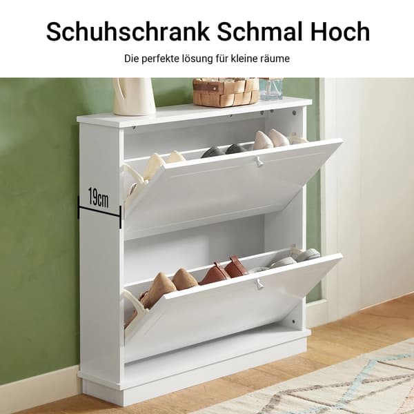 Sko Skab, Pladsbesparende Design, Minimalistisk Stil,HVID