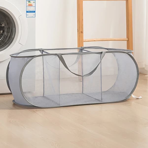 Opbevaringskurv, Sammenfoldelig Design, Holdbart Polyester Materiale,grå