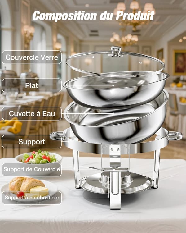 Chafing Dish, Rustfrit Stål, 4-Quart Kapacitet,2Pack