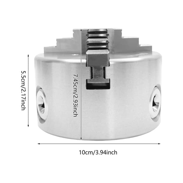 Självcentrerande chuck, 100 mm diameter, precisionsklämning,Silver