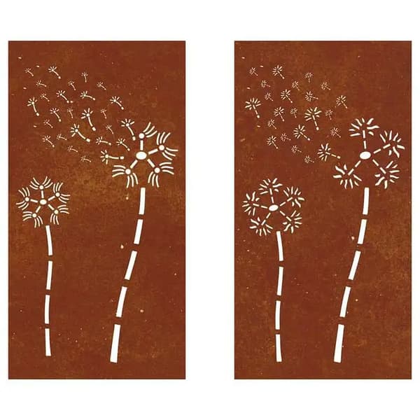 Havevæg Dekoation, Corten Stål, Blomsterdesign,Brun