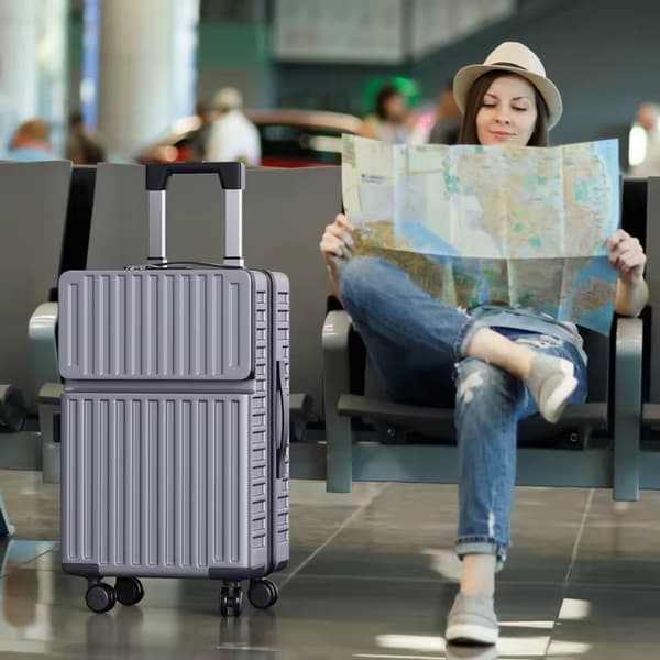 Resväska Set, TSA-lås, Hållbart ABS-material,Grå