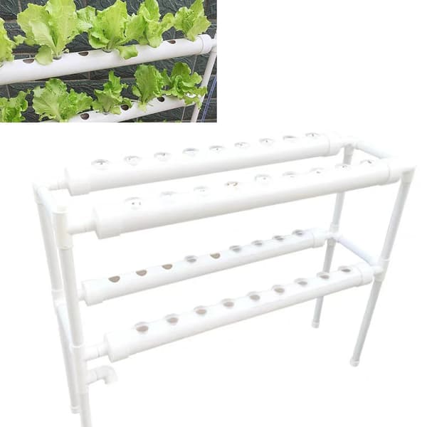 Hydroponiskt växtsystem, 2-nivådesign, 36 planteringshål,VIT