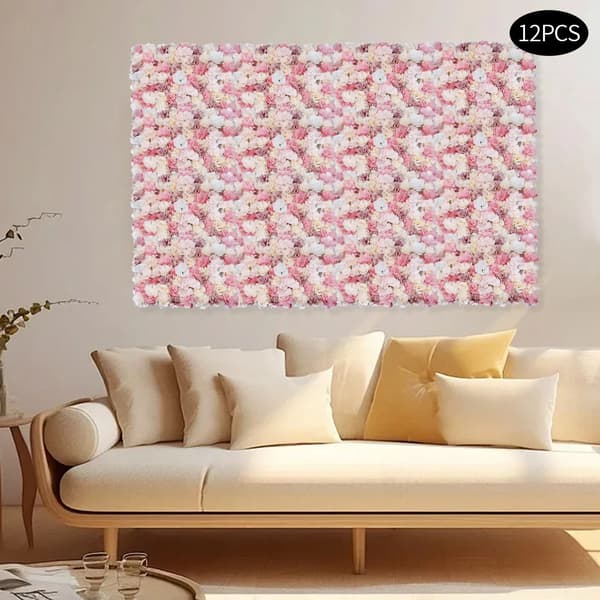 3D Blomster Vægpanel, 12 Stk, Elegant Design,Pink