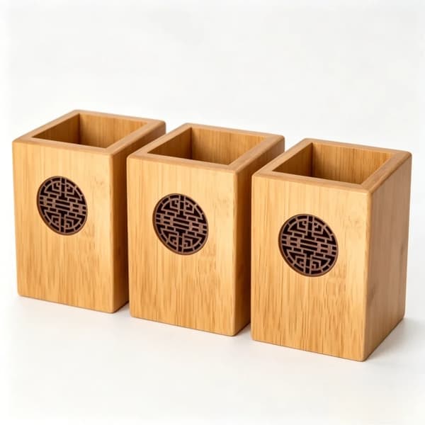 Penneholder, Bambusmateriale, Moderne Design,3pcs