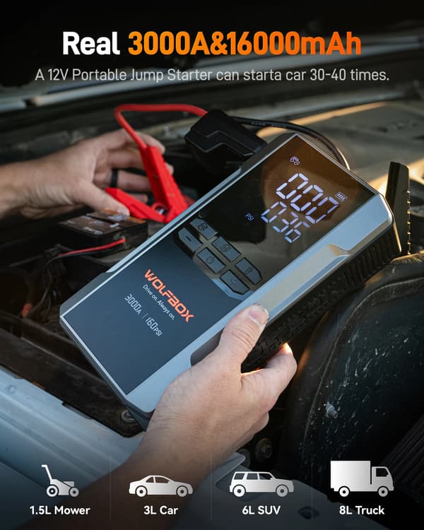 Jump Starter, Luftkompressor, Hurtigopladning,MEGVOLT-16AIR