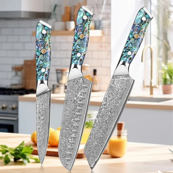 Köksknivset, Damaskusstål, Miljövänligt,3PCS