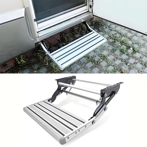 Fällbar husvagnstrappa, lätt aluminium, halkfri yta,Silver