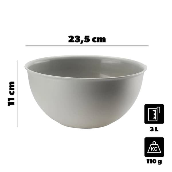 Kökskål, Lättviktsplast, 3L Kapacitet,GRÅ