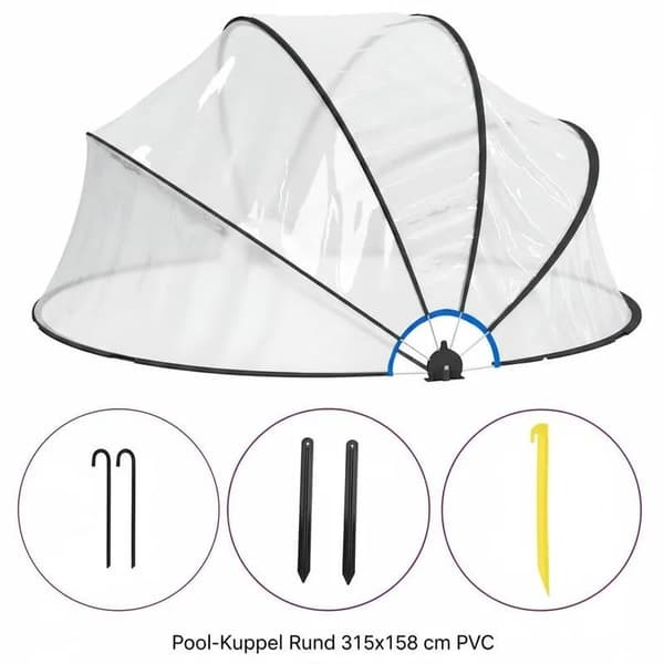 Pooldome, UV-skydd, hållbart PVC-material,VIT