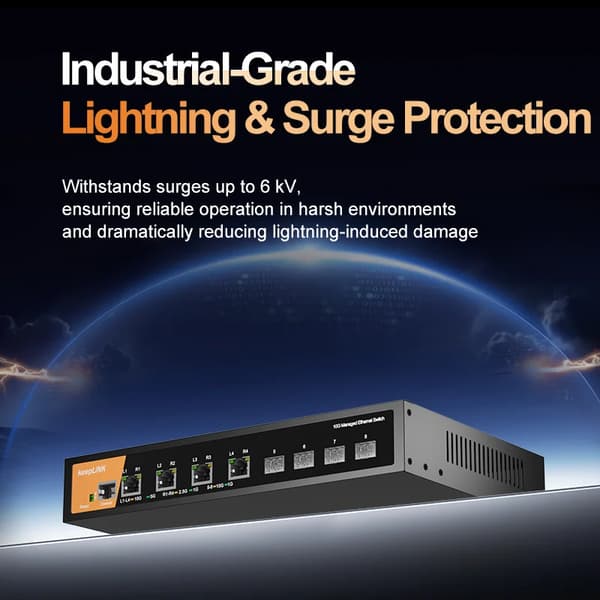 Hantera switch, 8-port, 10Gbps prestanda,4x10GbE och 4x10GSFP