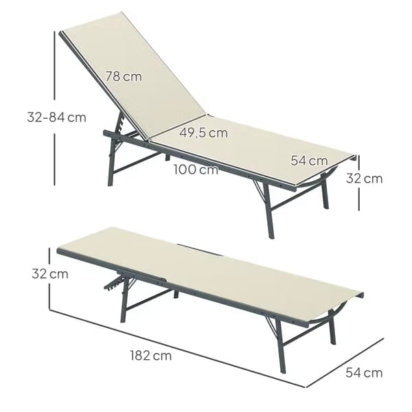 Solsäng, Metallkonstruktion, Utomhusbruk, Vit Ris