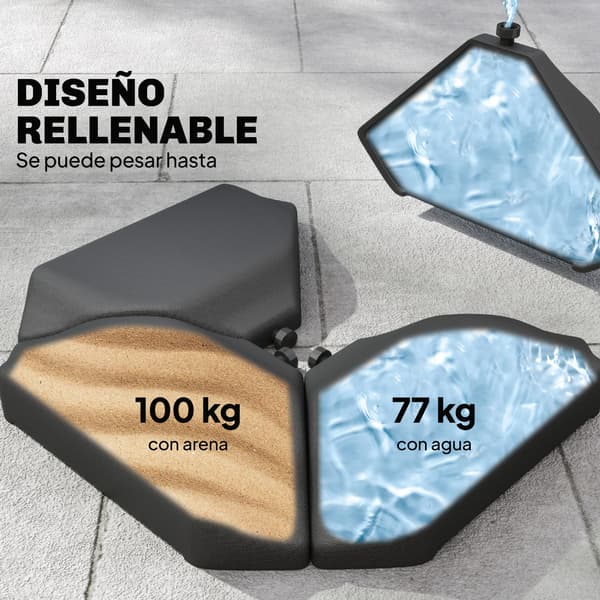 Kantilever Parasolbase, Vand- og Sandfyldbar, Nem Montering,sort