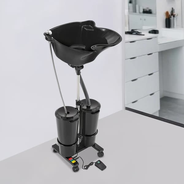 Hårvaskesink, Bærbart Design, Justerbar Højde,sort
