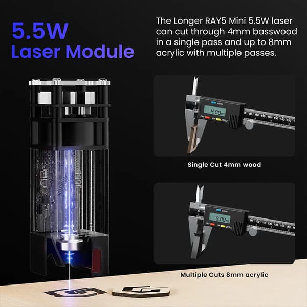 Lasergravyr, Hög Precision, Snabb Hastighet,LÄNGRE Ray5 Mini 5.5W, EU