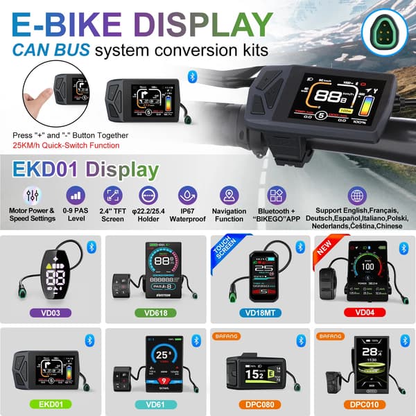 EBike Display, CAN BUS Kompatibilitet, LED Indikatorpanel,EKD01-CAN