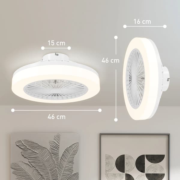 Loftventilator, LED-lys, Stille drift,Tilpasset farve, 46X46X16 cm