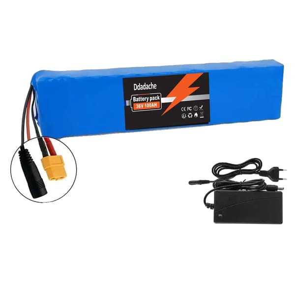Litiumbatteripaket, 100Ah kapacitet, BMS ingår, XT60-DC-laddare
