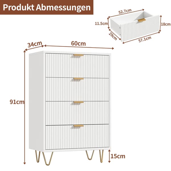 Byrå, Rymlig Förvaring, Modern Design,4 Lådor