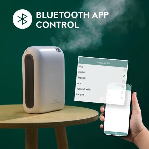 Aroma Diffuser, Bluetooth-forbindelse, Stort dækningsområde,091-Hvid-Batteri