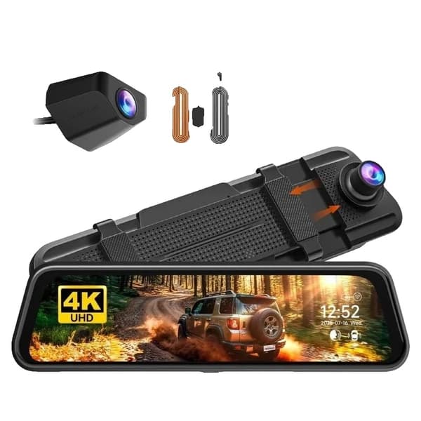 Dash Cam, 4K Opløsning, IPS Touchscreen,MED HÅRDKABLET KIT, Gratis 64G TF