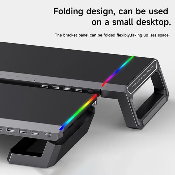 Monitorstand Riser, Ergonomisk Design, Indbyggede USB 3.0 Porte,sort