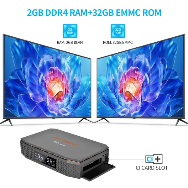 Set Top Box, 4K/8K Stöd, Android 9.0 System,GTX Combo, 100V-240V EU Plug Typ C
