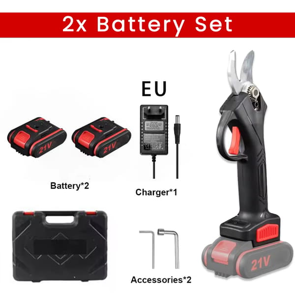 Elektrisk sekatör, borstlös motor, sladdlös drift,Med 2 * batterier