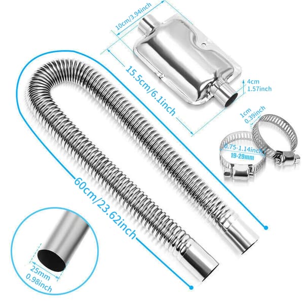 Avgassystem, Rostfritt Stål, Dämpare Tystningskit,Silver
