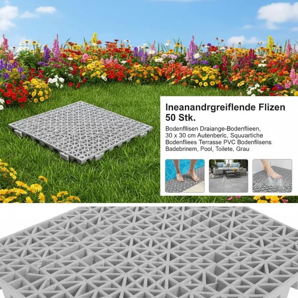 Trädgårdspoolplattor, Halkfri design, Snabb dränering, armégrön