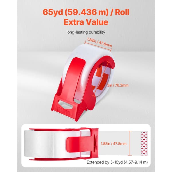 Packtejp, Hållbar Lim, 6 Rullar med Dispenser,6Rullar