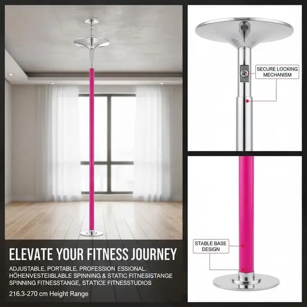 Poledance-set, justerbar höjd, statisk och spinning, armégrön