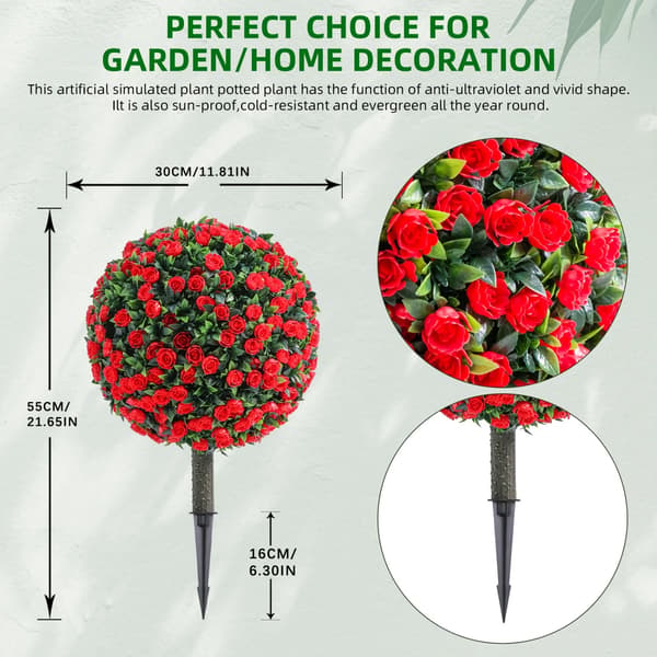 Topiary Bollar Träd, Hållbart Material, Underhållsfritt,röd