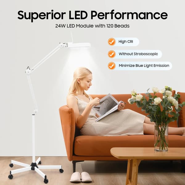Forstørrelseslampe, 5X Forstørrelse, LED Belysning,5X