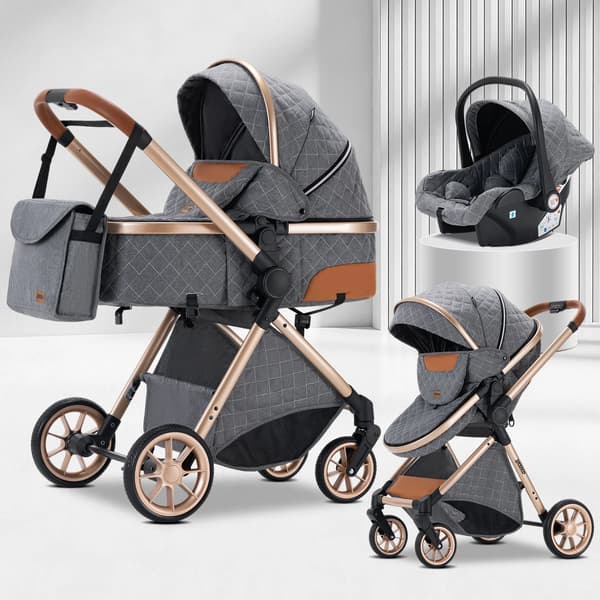 Baby Rejsevogn, Fleksibelt Foldesystem, Behagelig Polstring,S800 GRÅ