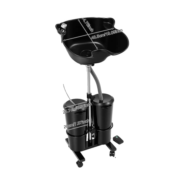Shampoo bassin, justerbar højde, dobbelt spand system,sort