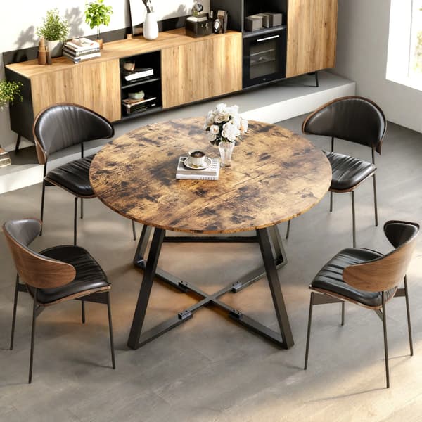 Spisebord, 120 cm Diameter, Rund Form, Træmateriale, Samlemetode, Minimalistisk Moderne Stil
