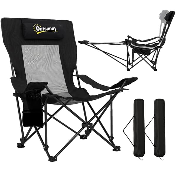 Sammenklappelig Campingstol, Bærbar, Holdbart Design,sort