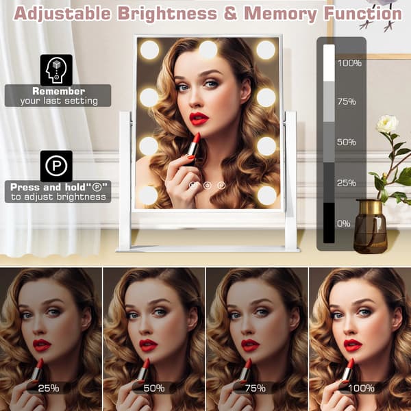 Makeup Spejl, LED Lys, 10X Forstørrelse,HVID