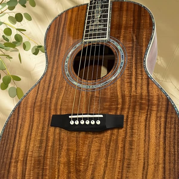 Folk Guitar, KOA-kropp, Ebenholts greppbräda,Brun