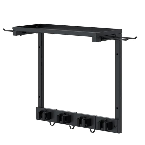 Væghylde Organizer, Stålmateriale, Multifunktionelt Design, 4 Beslag, 3 Krog, Pladsbesparende Løsning